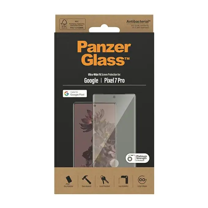 Szkło ochronne do Google Pixel 7 Pro PanzerGlass, antybakteryjne, czarne