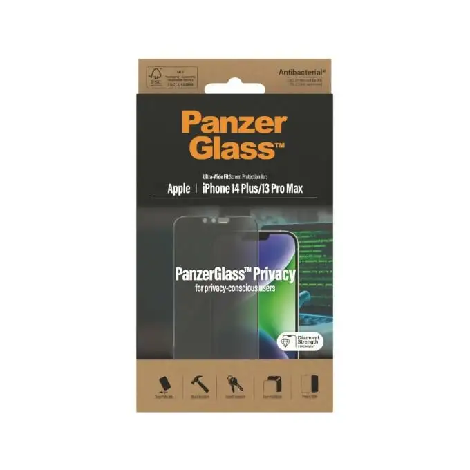 Szkło ochronne do iPhone 14 Plus / 13 Pro Max (6,7&quot;) PanzerGlass, Privacy, antybakteryjne