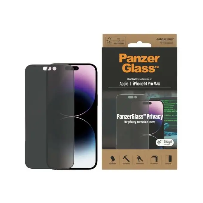 Szkło ochronne do iPhone 14 Pro Max (6,7&quot;) PanzerGlass, Privacy, antybakteryjne