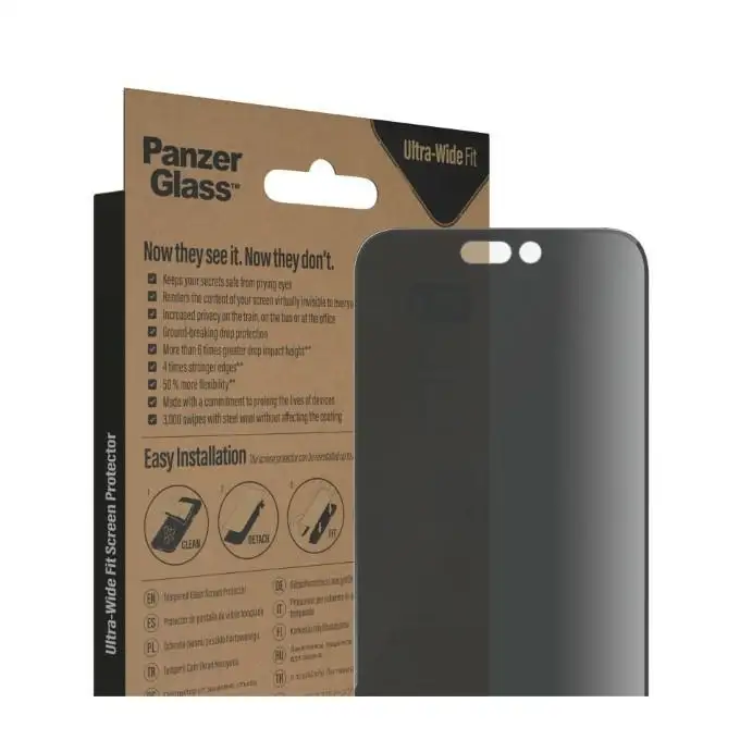 Szkło ochronne do iPhone 14 Pro Max (6,7&quot;) PanzerGlass, Privacy, antybakteryjne